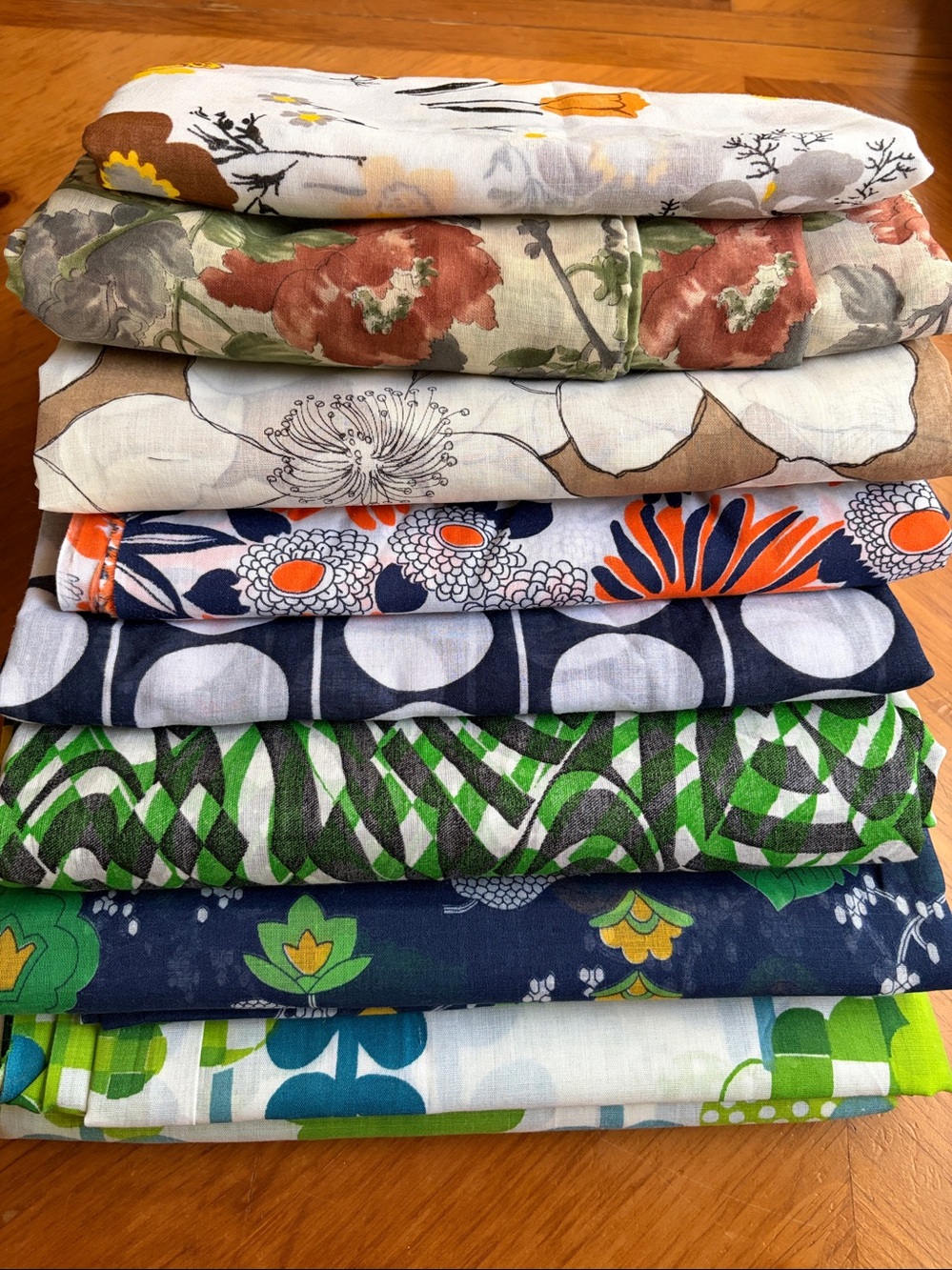 Fabric, Cotton, Set, 8 Types, Floral & Geometric